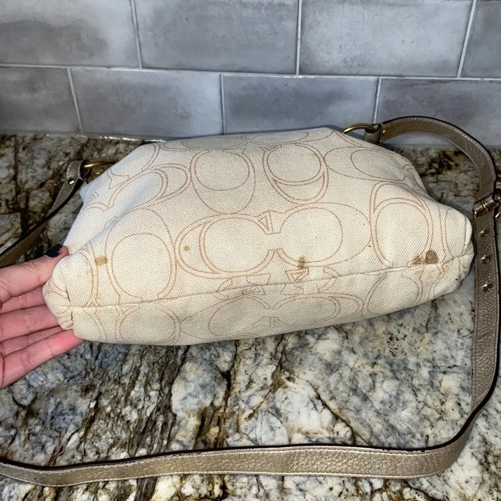 COACH Penelope Ivory Metallic Canvas Crossbody